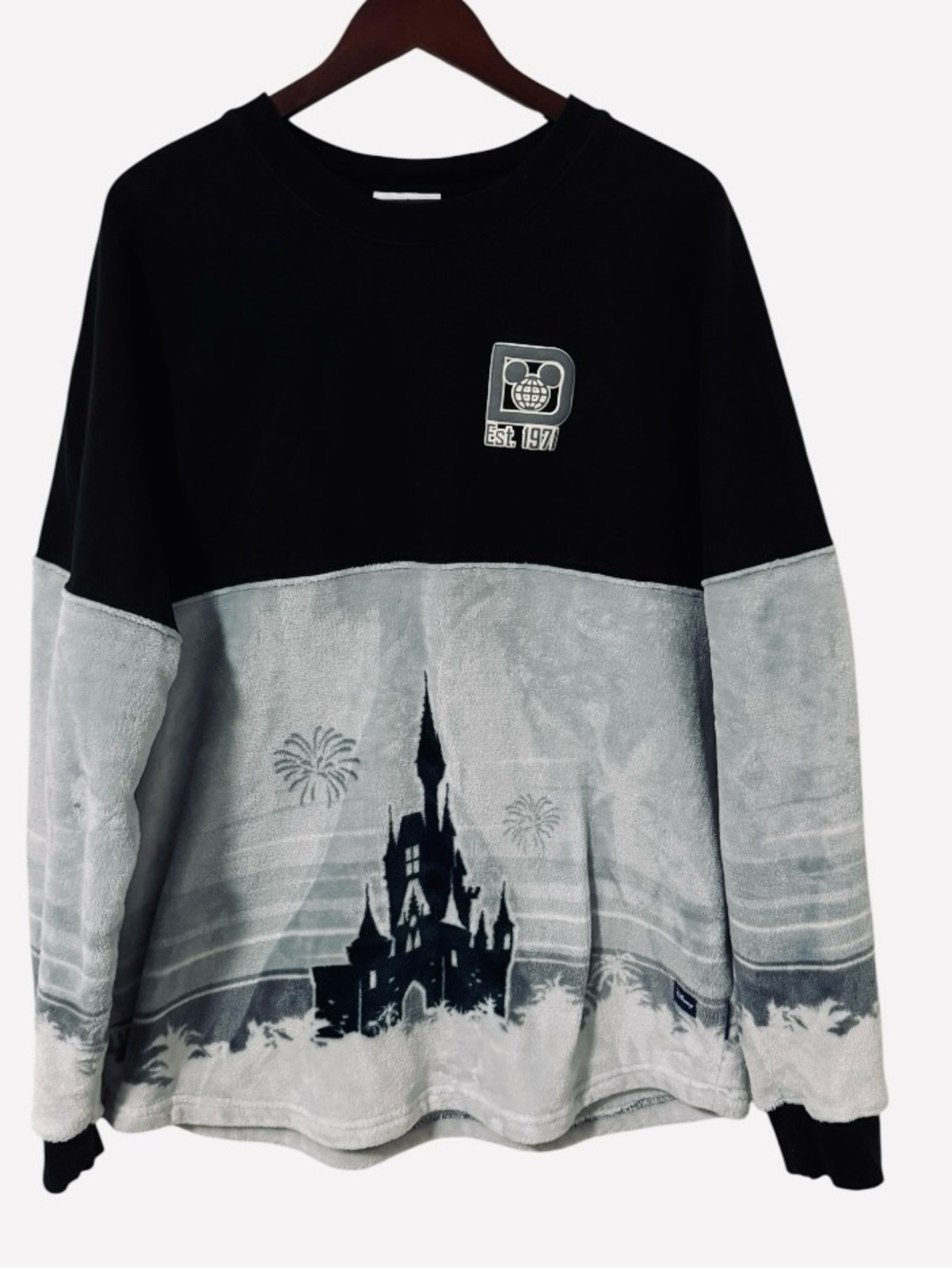 2023 Disney World Spirit Jersey Sherpa Fleece Castle Pullover Black Gray XXL